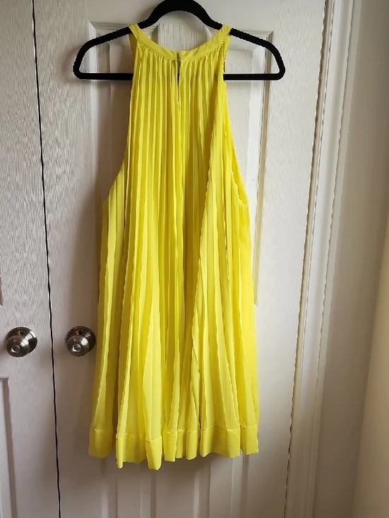 Zara Bright Yellow Pleated Halter Dress XL WORN ONCE! - Picture 5 of 8
